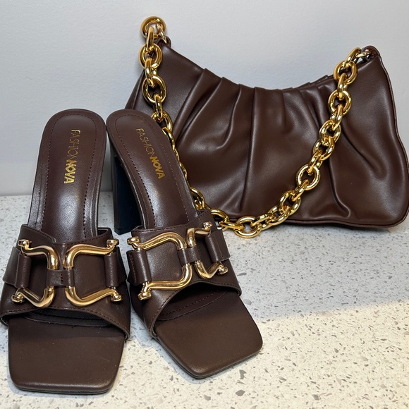New Brown Heels & Purse - Picture 1 of 4
